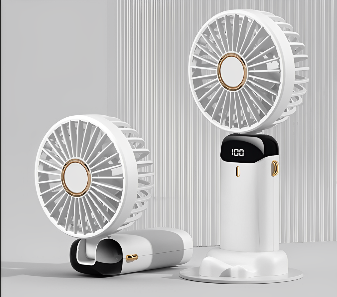 Ventilador de cuello portátil + Mini Ventilador de Mano con Pantalla Digital LED