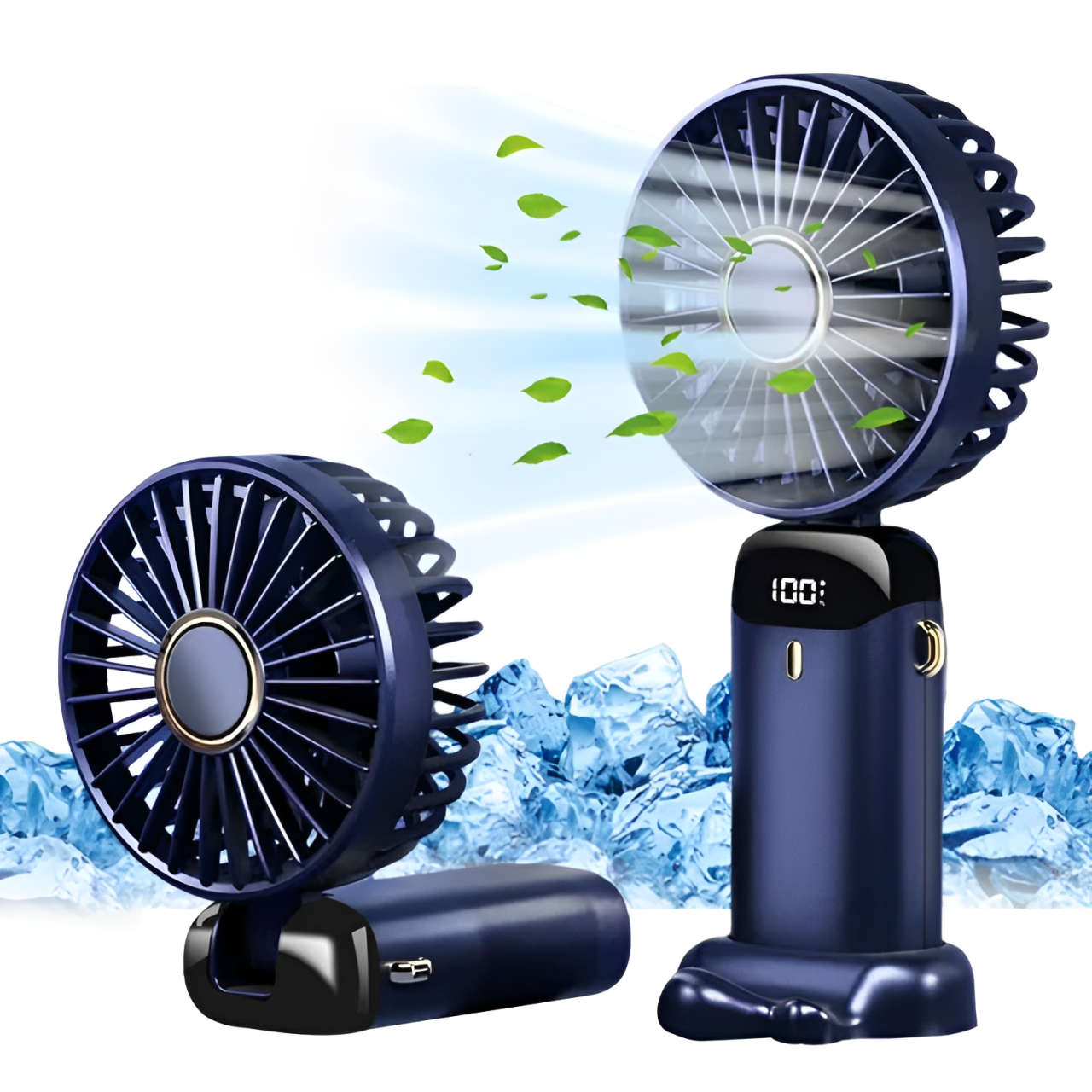 Ventilador de cuello portátil + Mini Ventilador de Mano con Pantalla Digital LED
