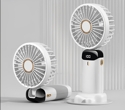 Ventilador de cuello portátil + Mini Ventilador de Mano con Pantalla Digital LED